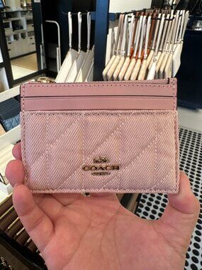 NWT! Coach CFA30 Women's Mini Skinny ID Case In Loved Denim With Quilting/Charm